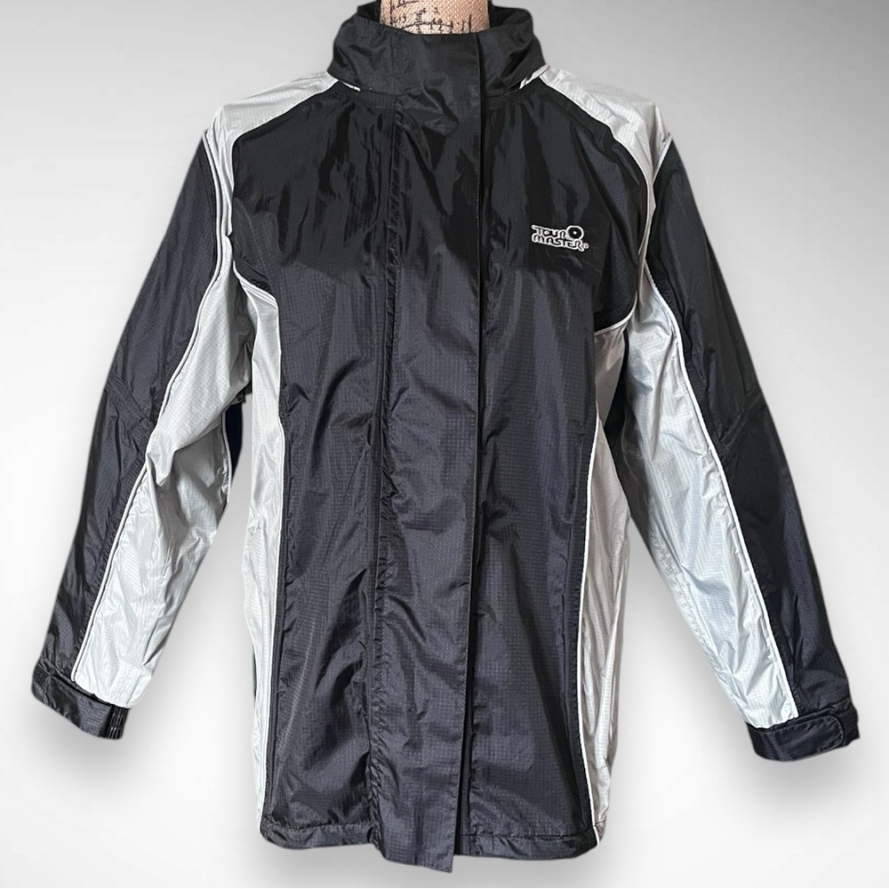 TOUR MASTER SENTINEL Women's Black Gray Colorblock Rain Jacket Large | EUC‎